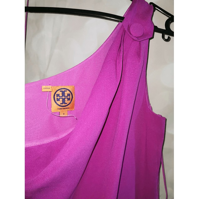 Vestido Un Hombro Tunic Dress 100% Seda TORY BURCH (M)