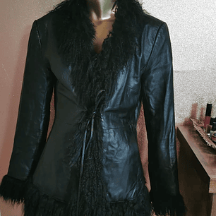 Chaqueta Cuero Faux Fur Trimming ROSSANO LEATHER (M)