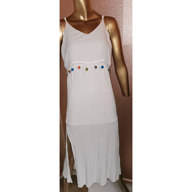 Vestido Largo Borlas Colores HINT OF BLUSH (S) NUEVO