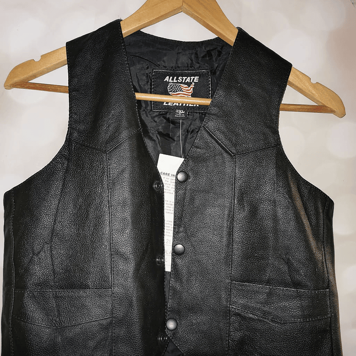 Chaqueta Sin Mangas 100% Cuero ALLSTATE LEATHER (S-M) NUEVO ETIQUETAS 3