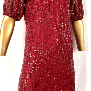 Vestido Lentejuelas Burgundy CRISTINA LEI MADE IN ITALY (M) NUEVO