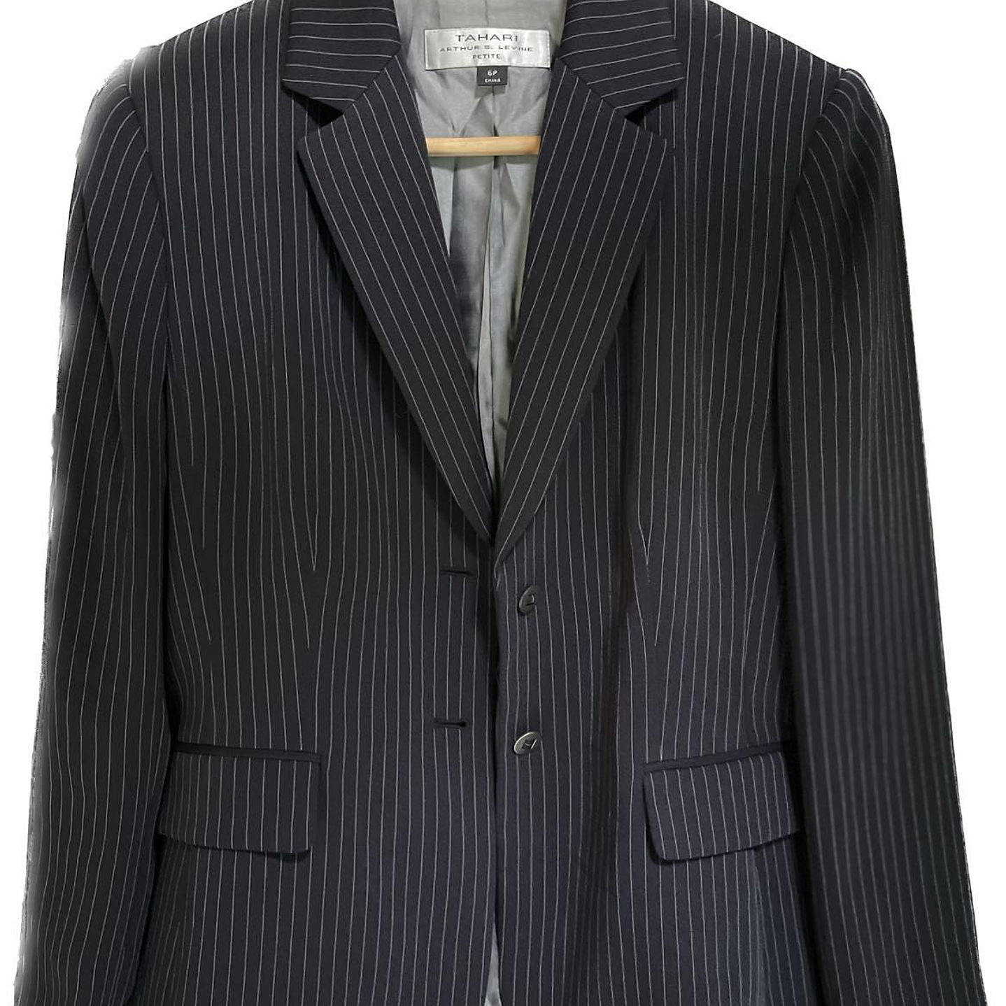 Blazer Pinstripe Ceñido Clásico TAHARI (S) COMO NUEVO 4