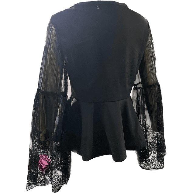 Top Manga Flare Encaje Peplum SHEIN (M) NUEVO