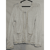 Cardigan Tejido Detalles Tela-Cadenas Blanco (M) 