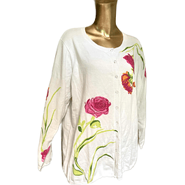 Cardigan Diseño Flores brillos QUACKER FACTORY (XXL) NUEVO ETIQUETA