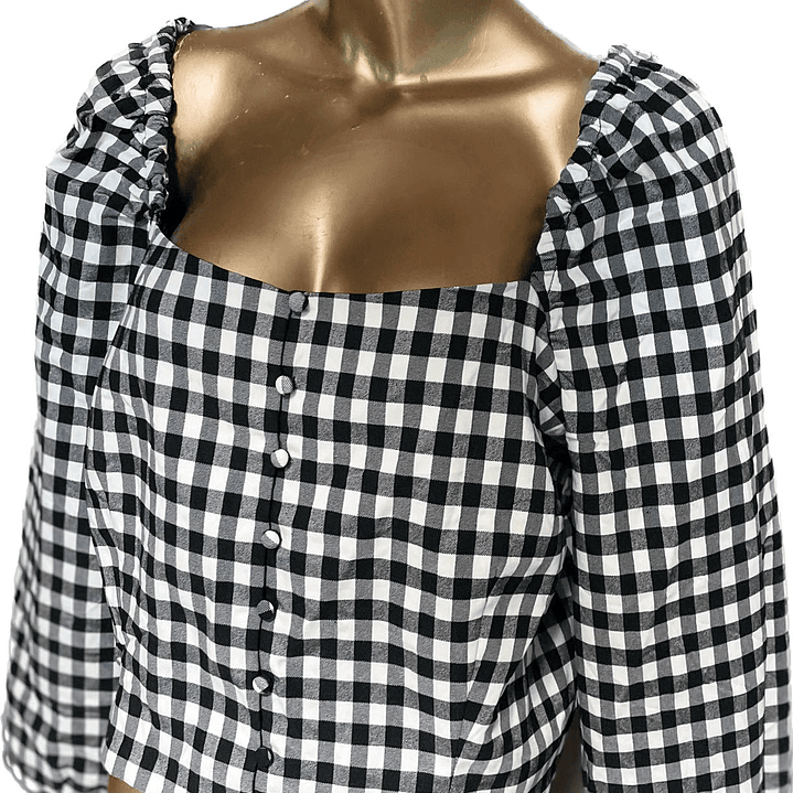 Blusa Cropped Romántica Checks BARIII (XL) NUEVO ETIQUETAS 4