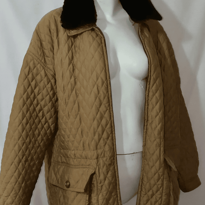 Chaqueta Quilted Cuello Piel Ajustable EXPRESS (L) COMO NUEVO 3