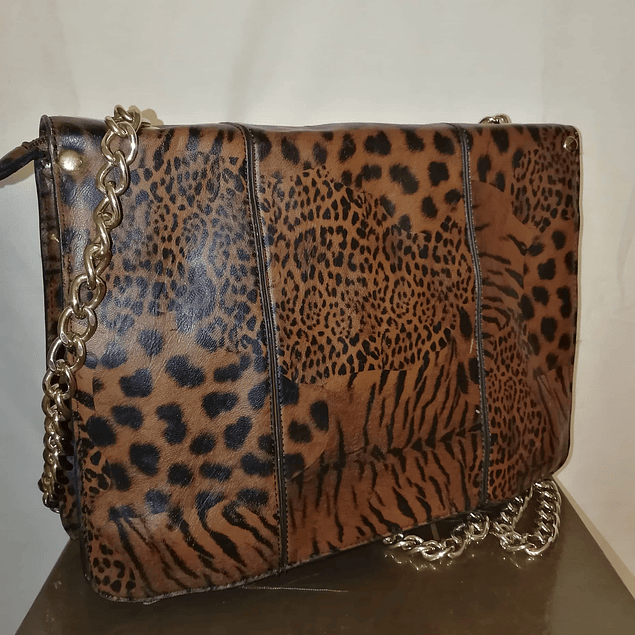 Cartera Animal Print Broche Serpiente Cadena Gruesa TRUE VINTAGE