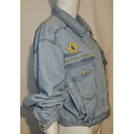 Chaqueta Denim Biker Bordados Girasol BETTY BARCLAY (M)