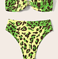 Bikini Bandeau Cintura Alta Animal Print Verde (S) - Miniatura 2