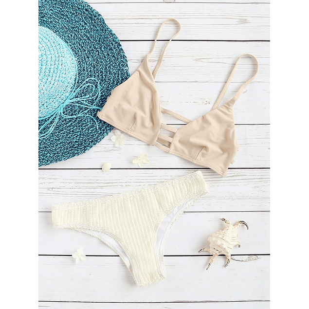 Bikini Diseño Rejilla Beige (L-XL)