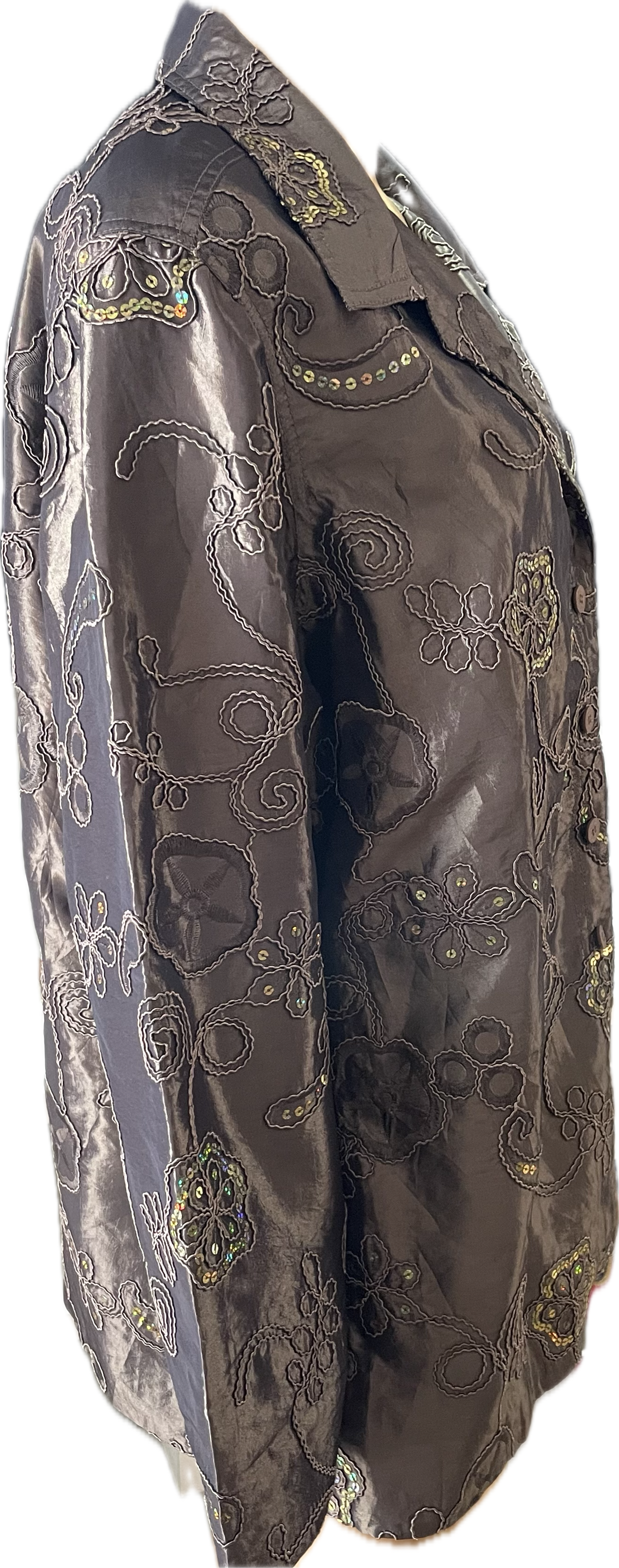 Floral Embroidered Sequins Blazer SUSAN GRAVER (XL) COMO NUEVO 3