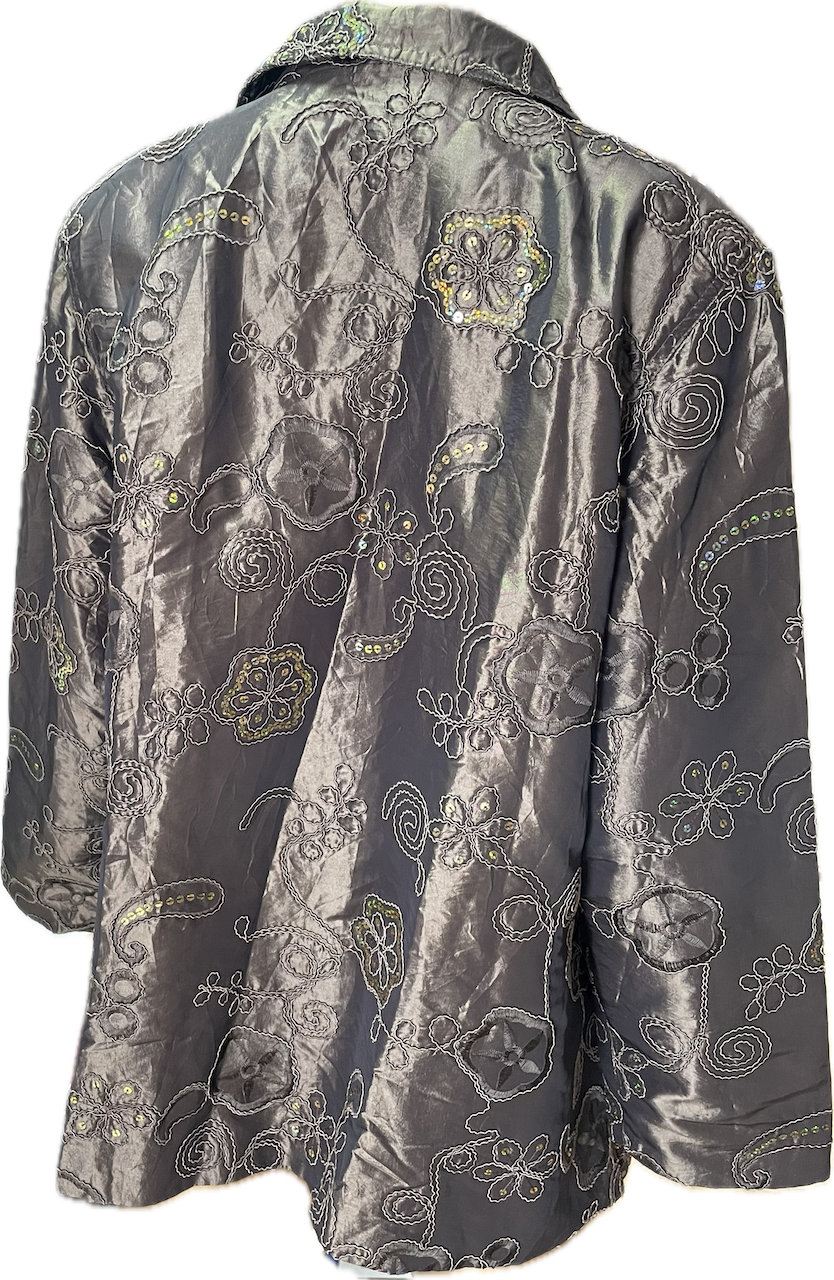 Floral Embroidered Sequins Blazer SUSAN GRAVER (XL) COMO NUEVO 6