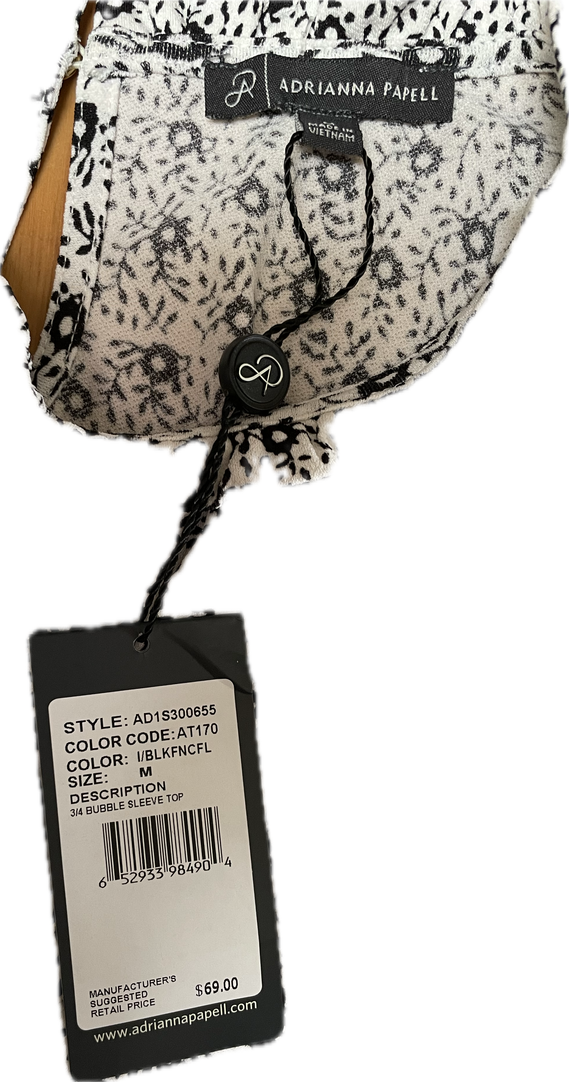 Top Manga Larga Bubble Sleeve ADRIANNA PAPELL (M) NUEVO CON ETIQUETAS  5