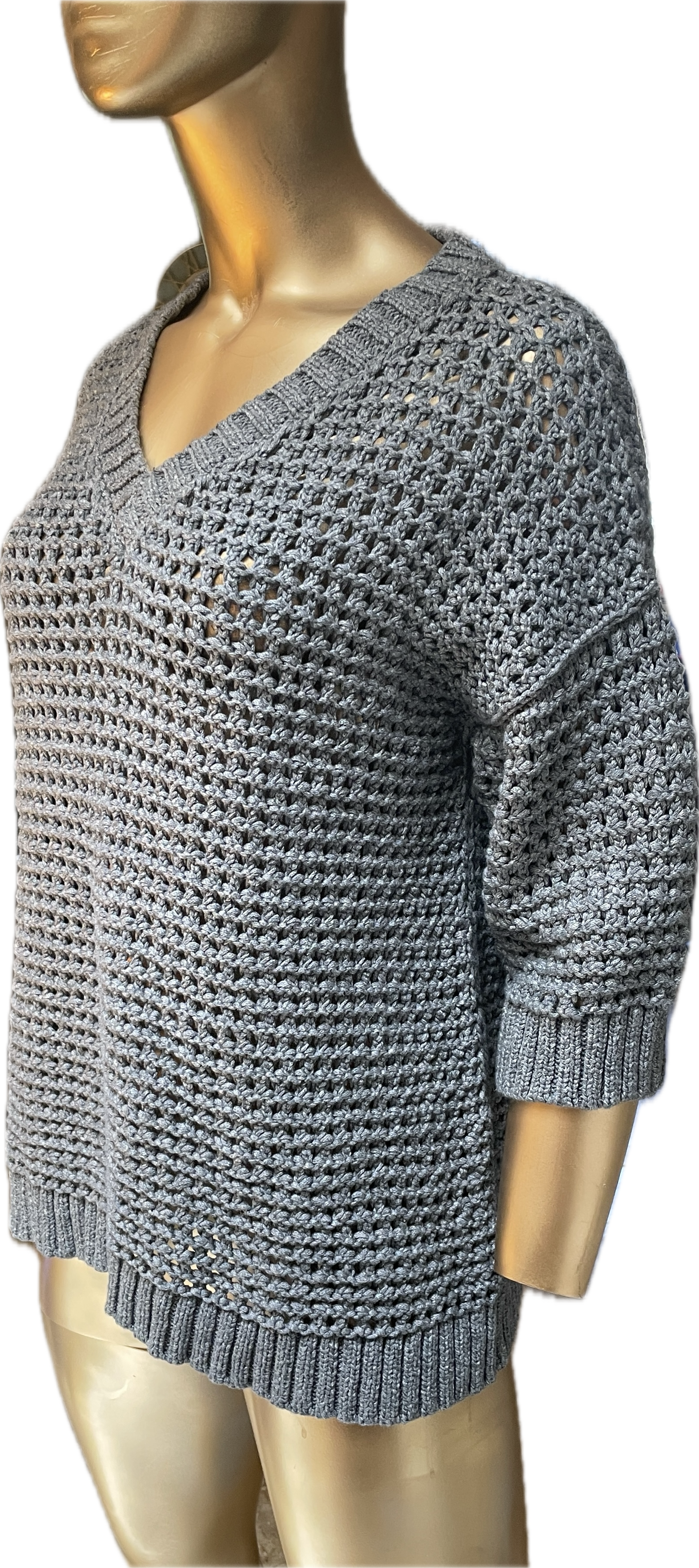 Suéter Tejido Cotton Knit Crochet LAFAYETTE 148 NEW YORK (L) COMO NUEVO 3