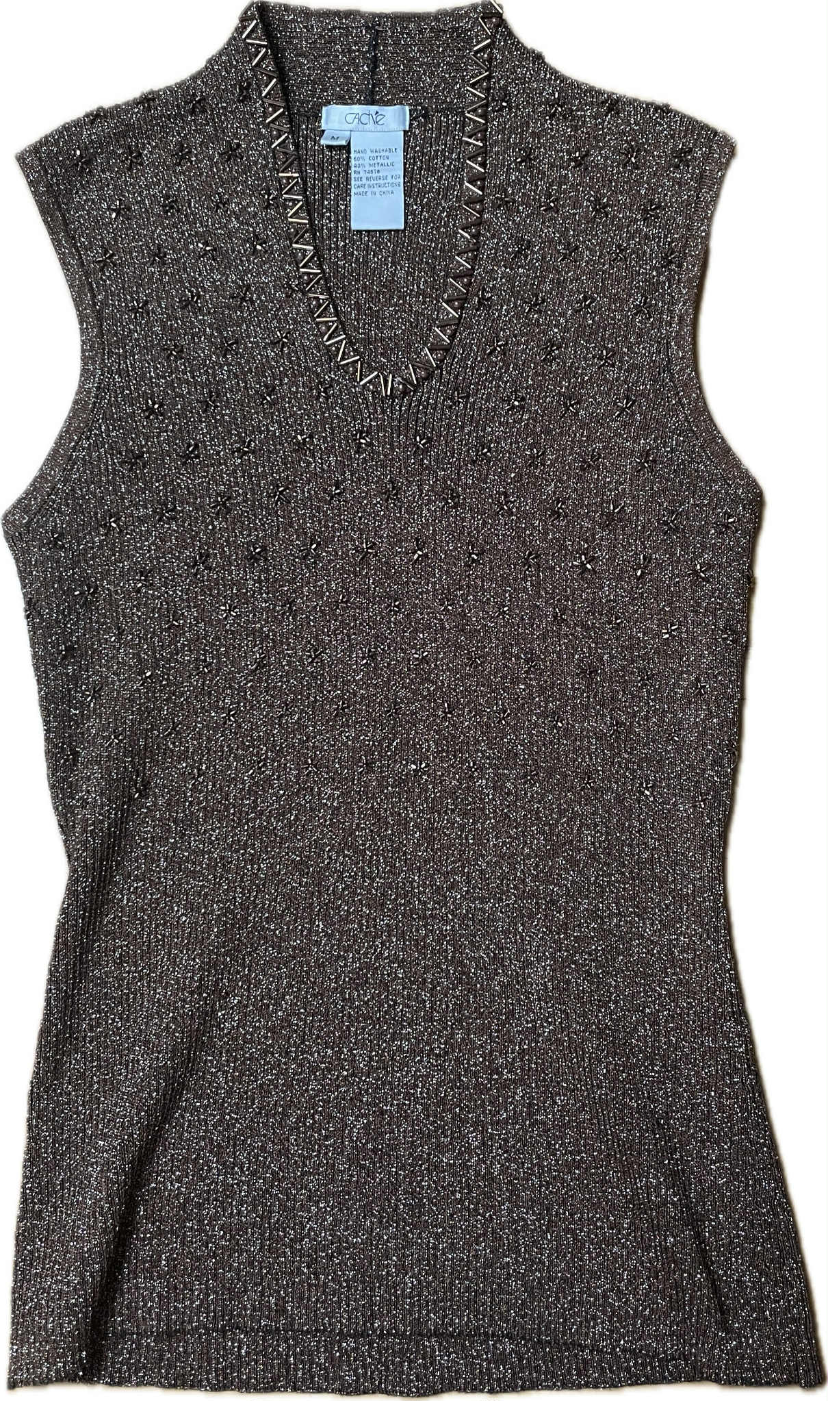 Top Tejido MostacillasBrillos Metalizados CACHÉ (S-M) NUEVO 6