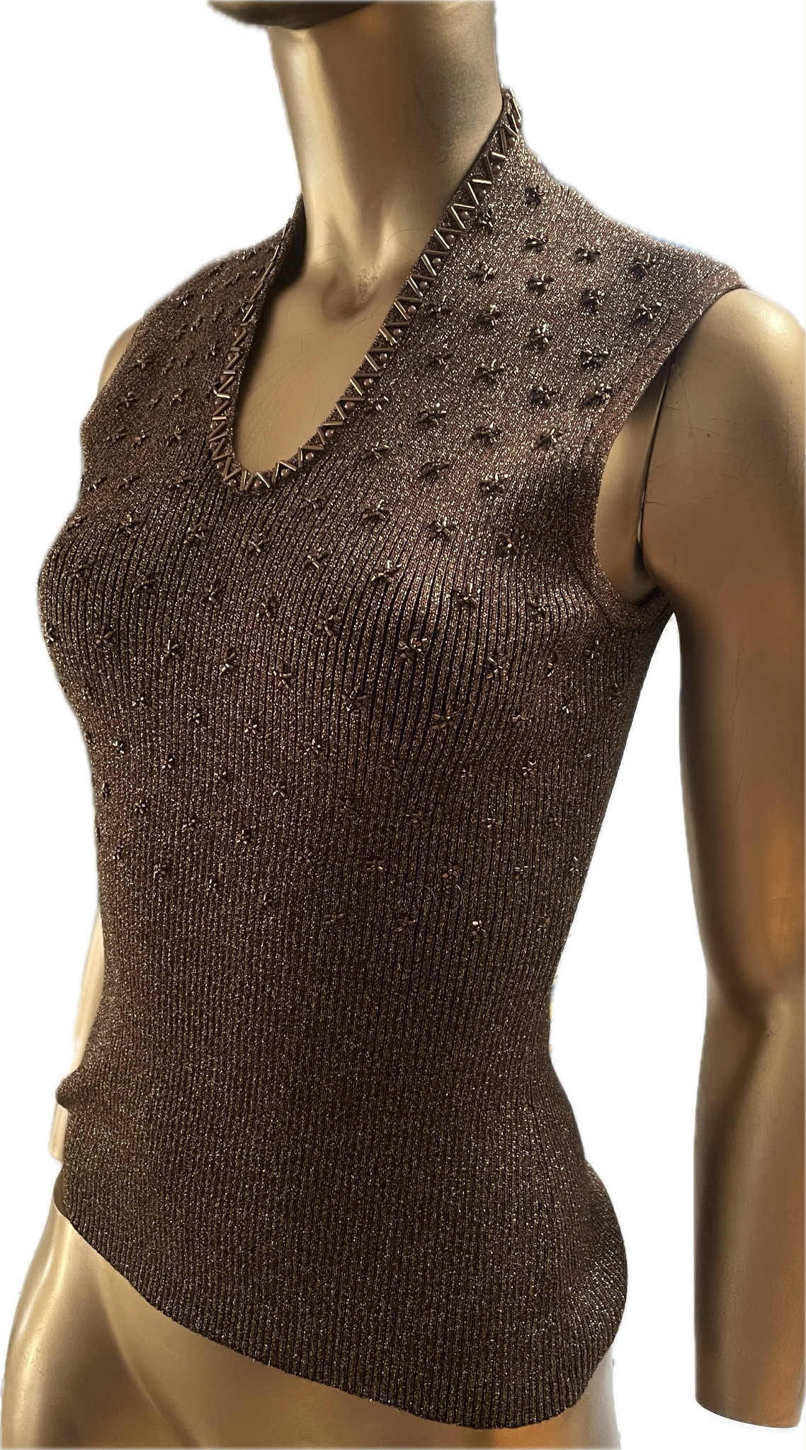 Top Tejido MostacillasBrillos Metalizados CACHÉ (S-M) NUEVO 2