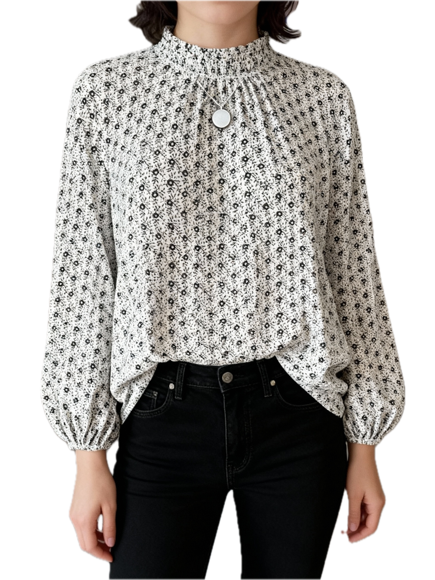 Top Manga Larga Bubble Sleeve ADRIANNA PAPELL (M) NUEVO CON ETIQUETAS  1