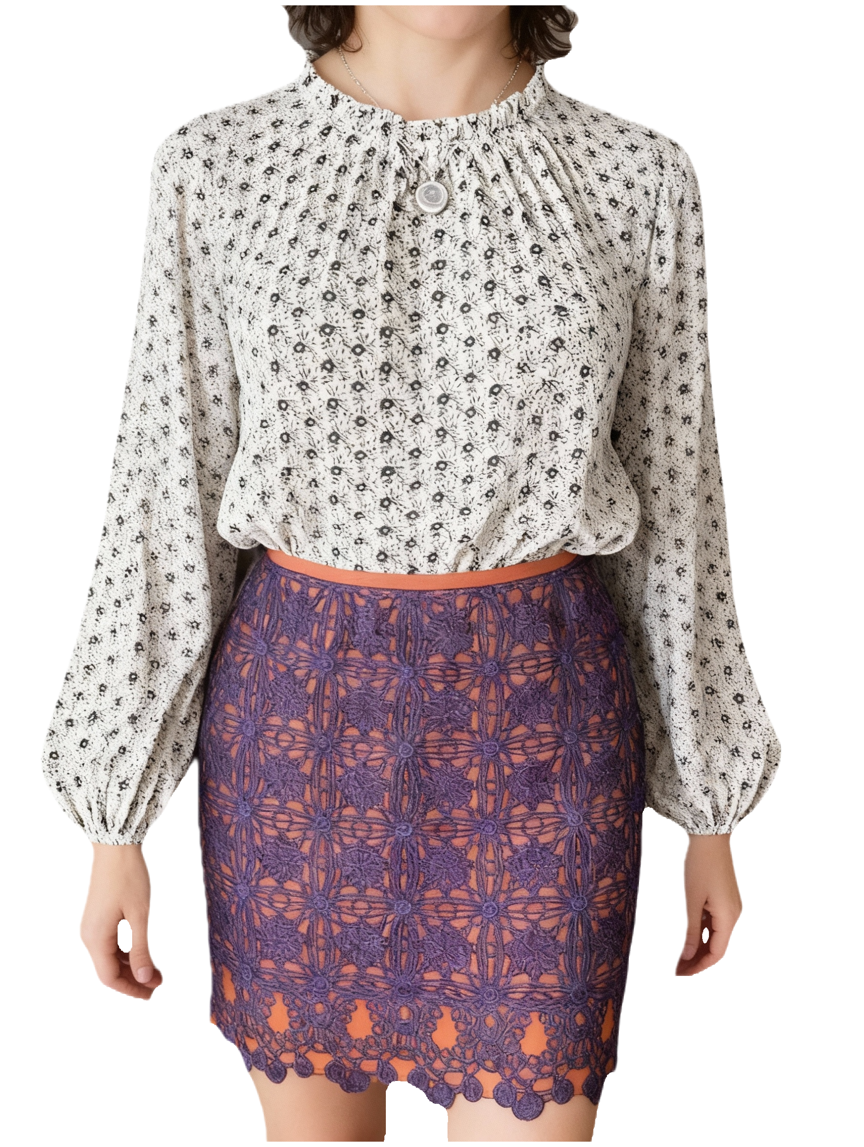 Top Manga Larga Bubble Sleeve ADRIANNA PAPELL (M) NUEVO CON ETIQUETAS  2