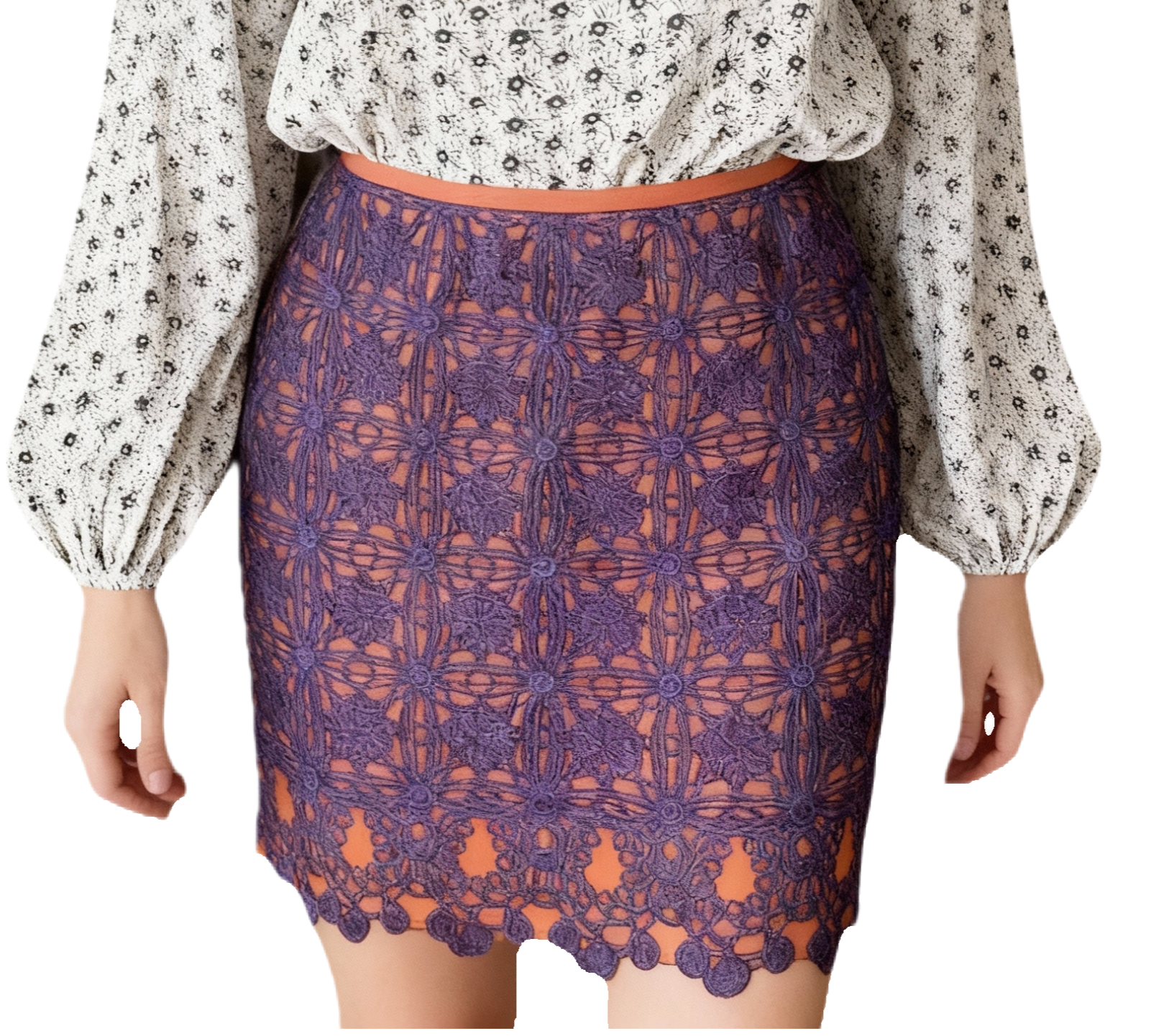 Falda Diseño Encaje Lana Seethrough ATELLIER EVA KRIZ (M) COMO NUEVO 1