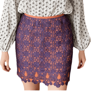 Falda Diseño Encaje Lana Seethrough ATELLIER EVA KRIZ (M) COMO NUEVO