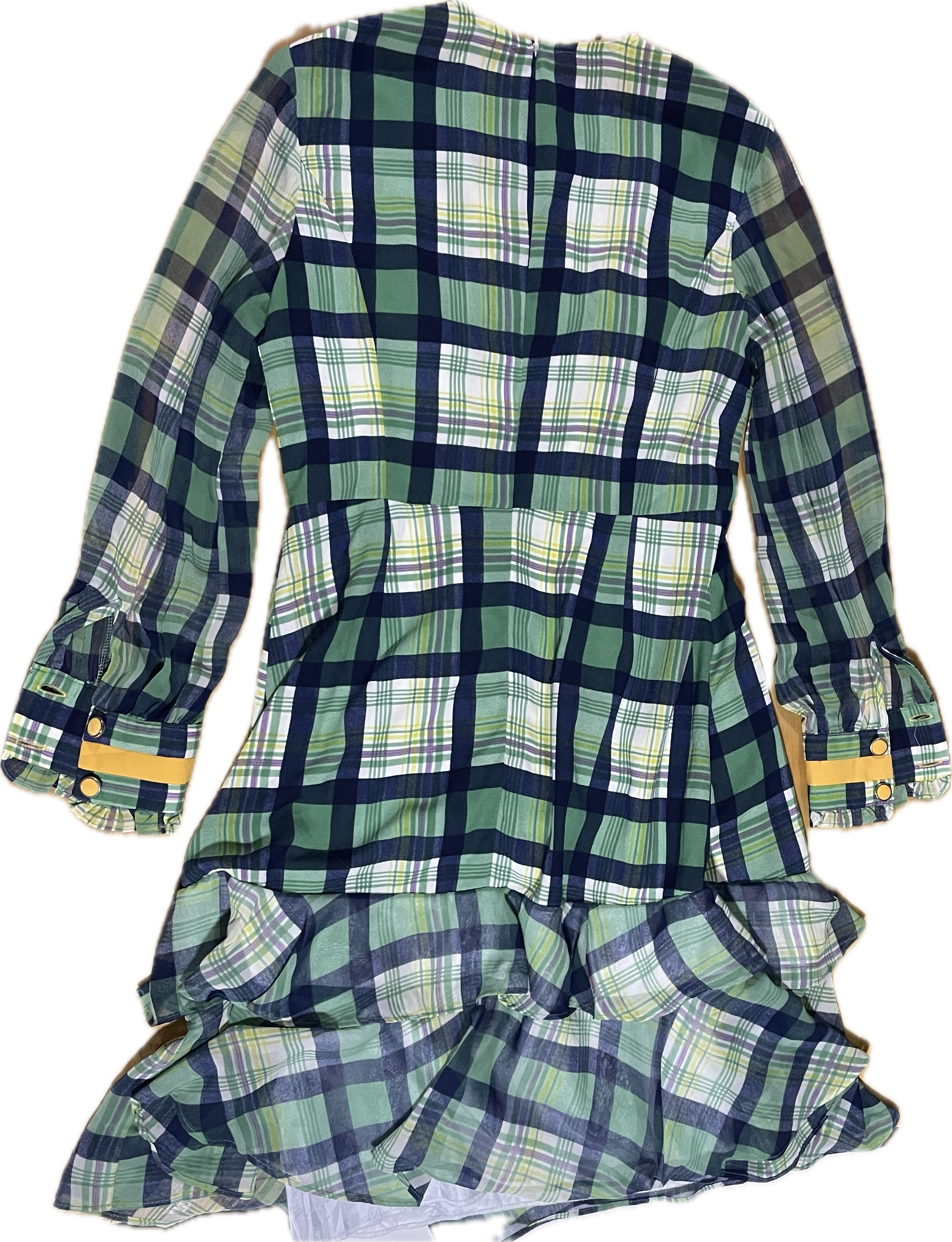 Vestido Chiffon Diseño Buttons Tartan LIE BY LEE CHUNG CHUNG (S grande) COMO NUEVO   7