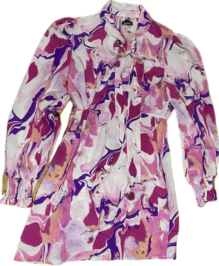 Vestido Marble Pussy Bow BOOHOO (XL) NUEVO CON ETIQUETAS 5