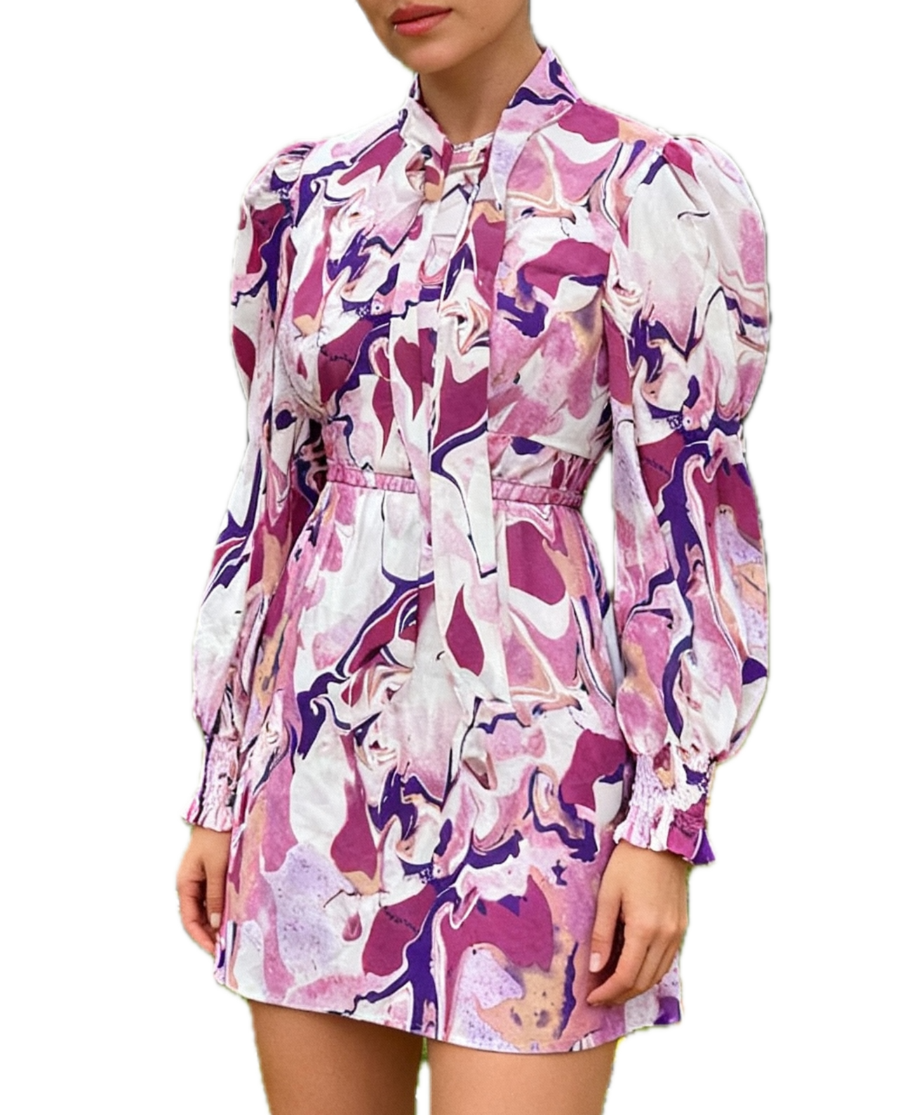 Vestido Marble Pussy Bow BOOHOO (XL) NUEVO CON ETIQUETAS 1