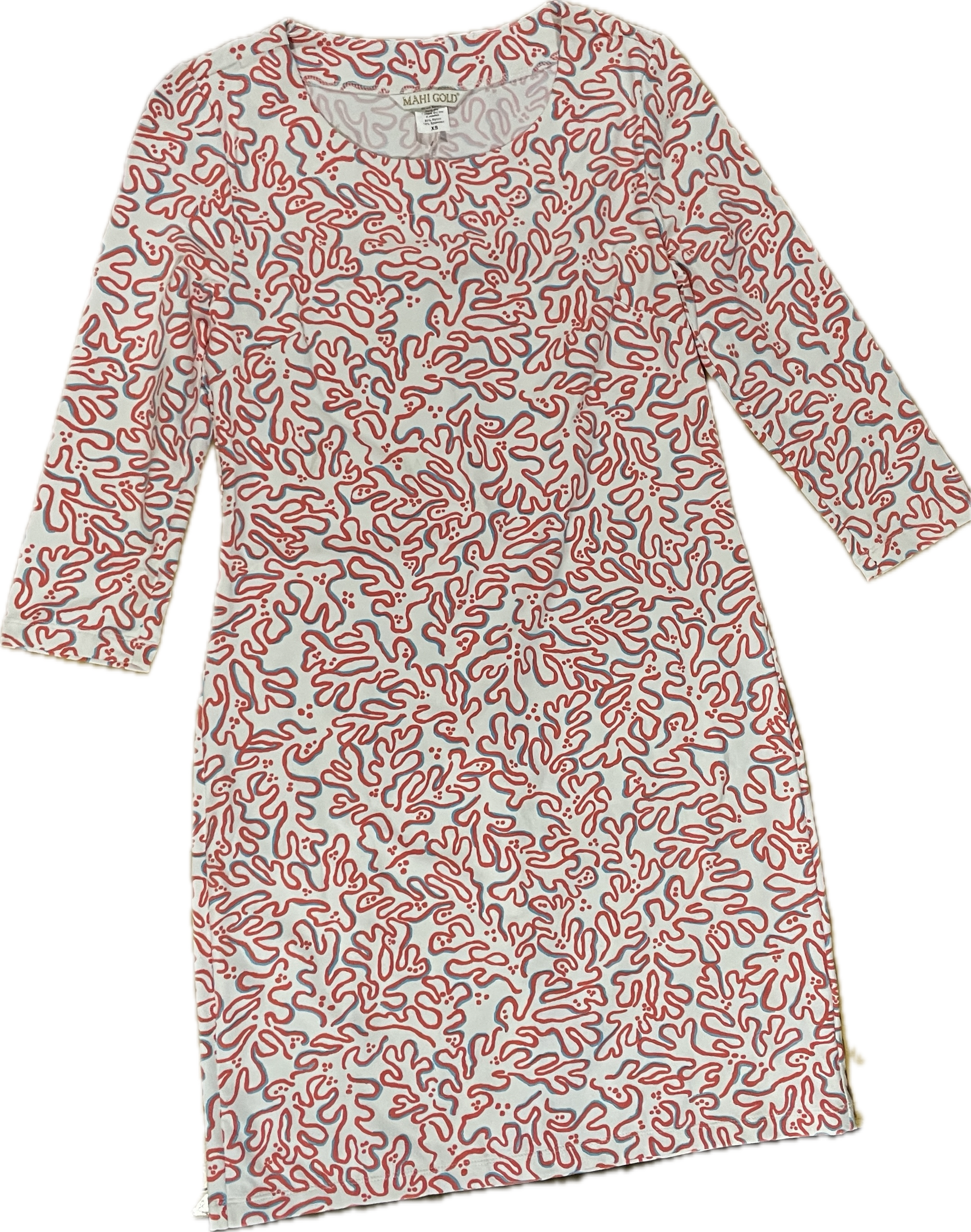 Vestido Lycra Estampado Manga 3/4 MAHI GOLD (S) NUEVO 5