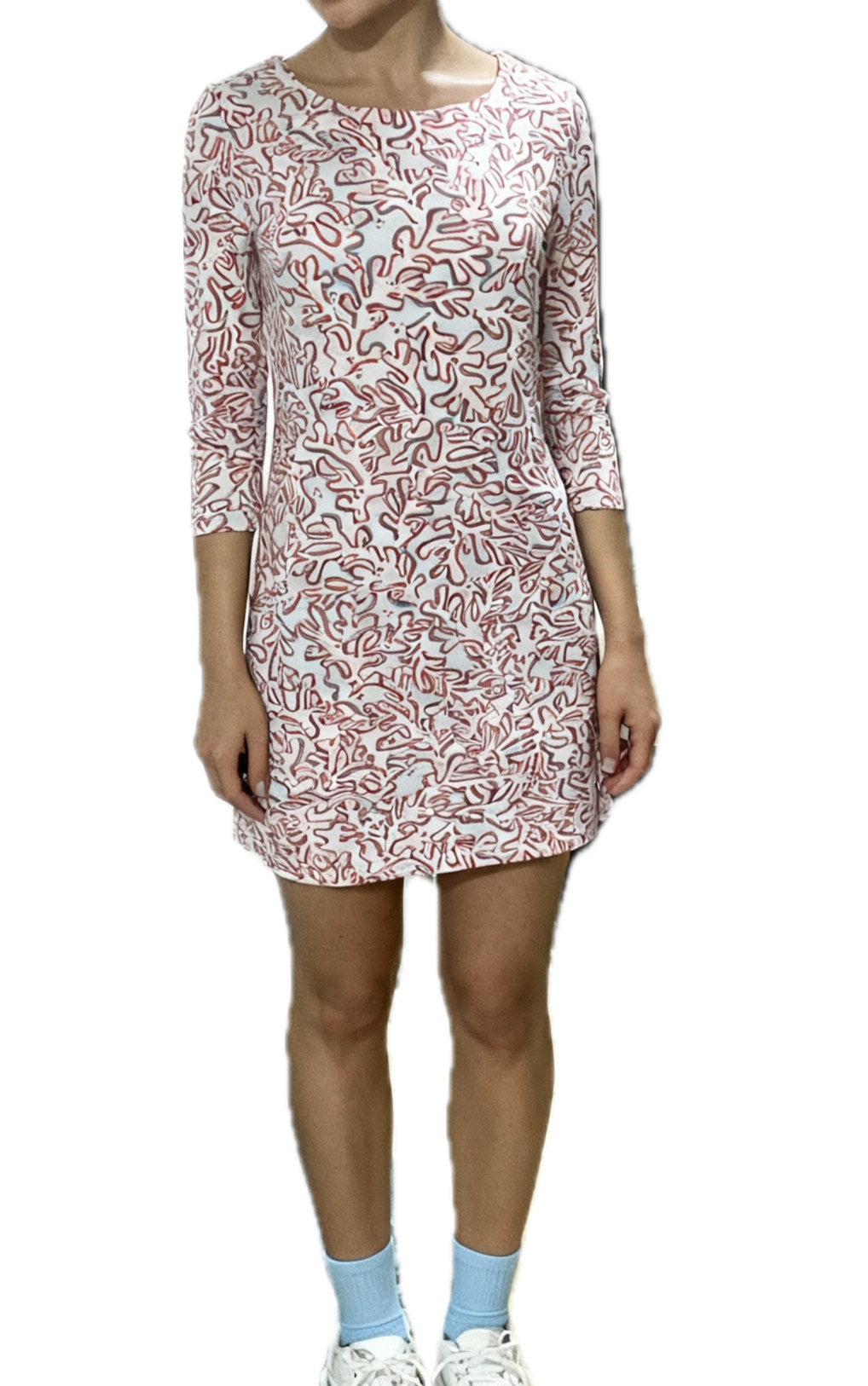 Vestido Lycra Estampado Manga 3/4 MAHI GOLD (S) NUEVO 2