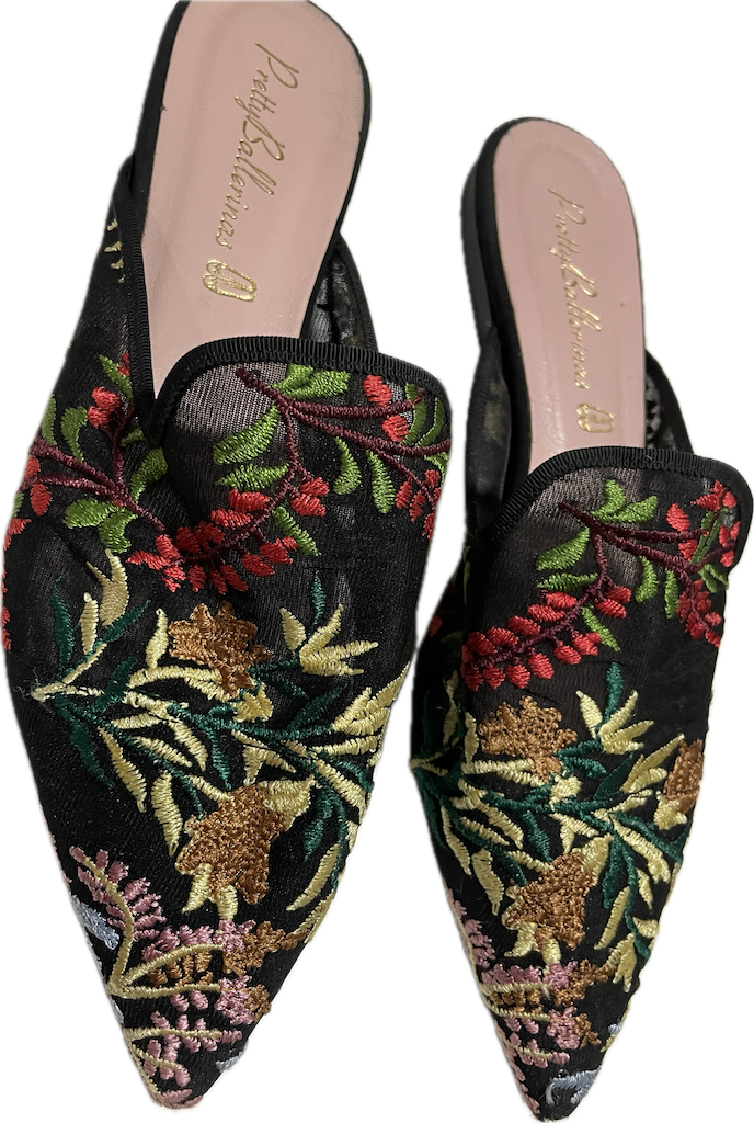 Mule Punta Fina Ella Flowers PRETTY BALLERINAS (37) COMO NUEVO  2