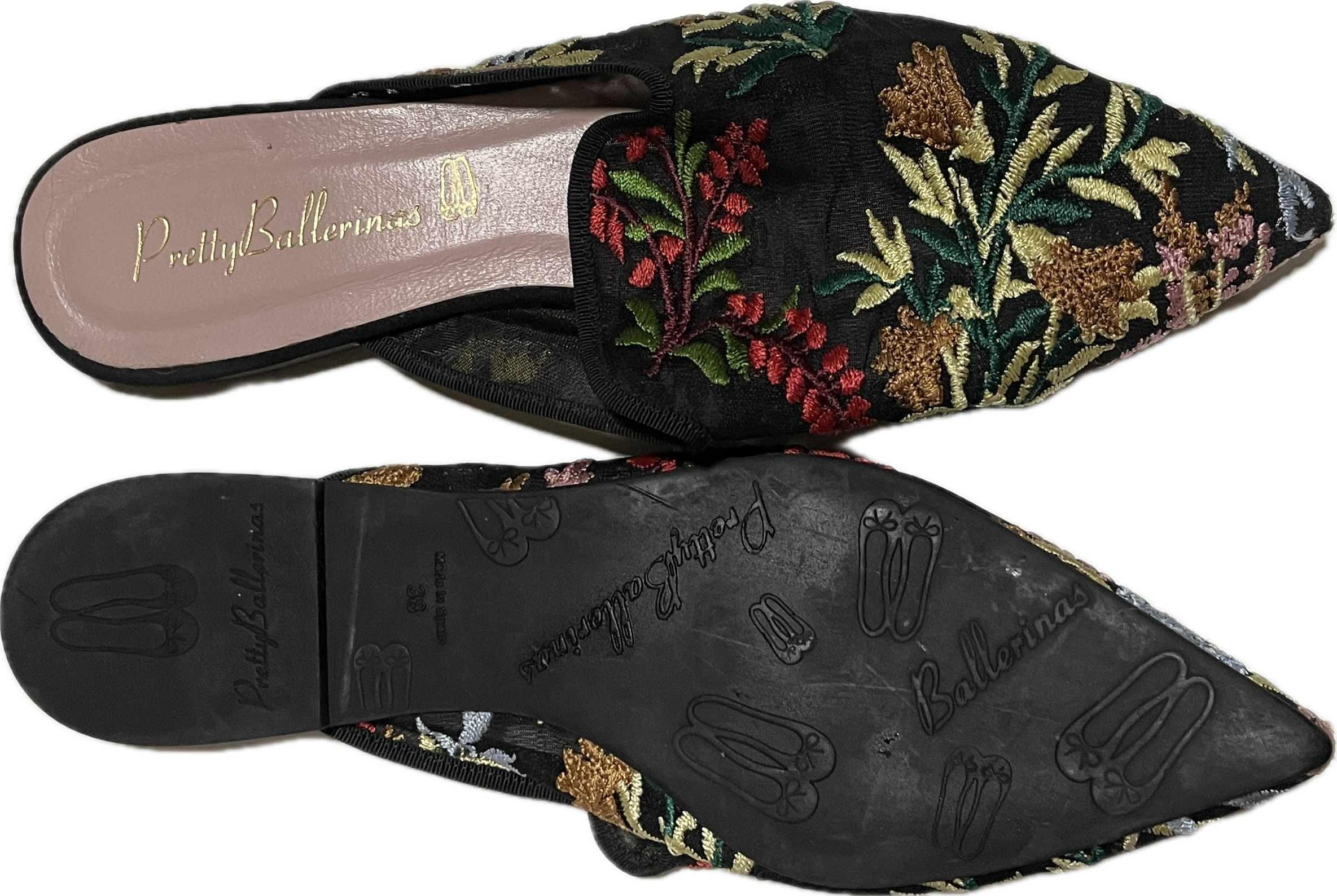 Mule Punta Fina Ella Flowers PRETTY BALLERINAS (37) COMO NUEVO  7
