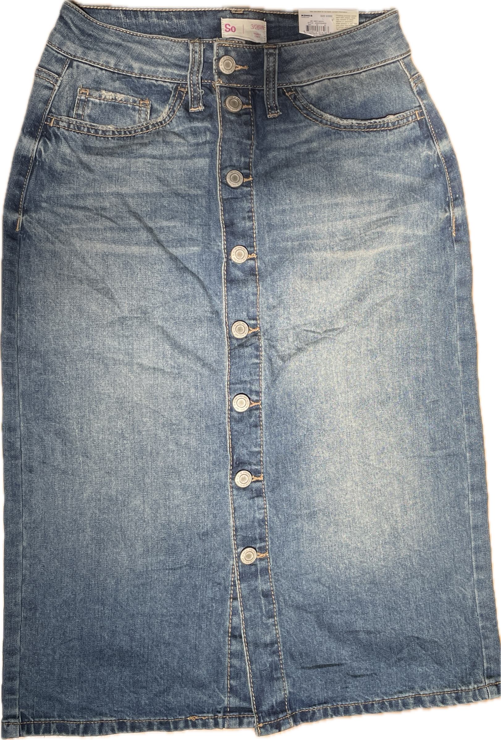 Falda Midi Denim buttoned Front SO (XS) NUEVO CON ETIQUETAS 2