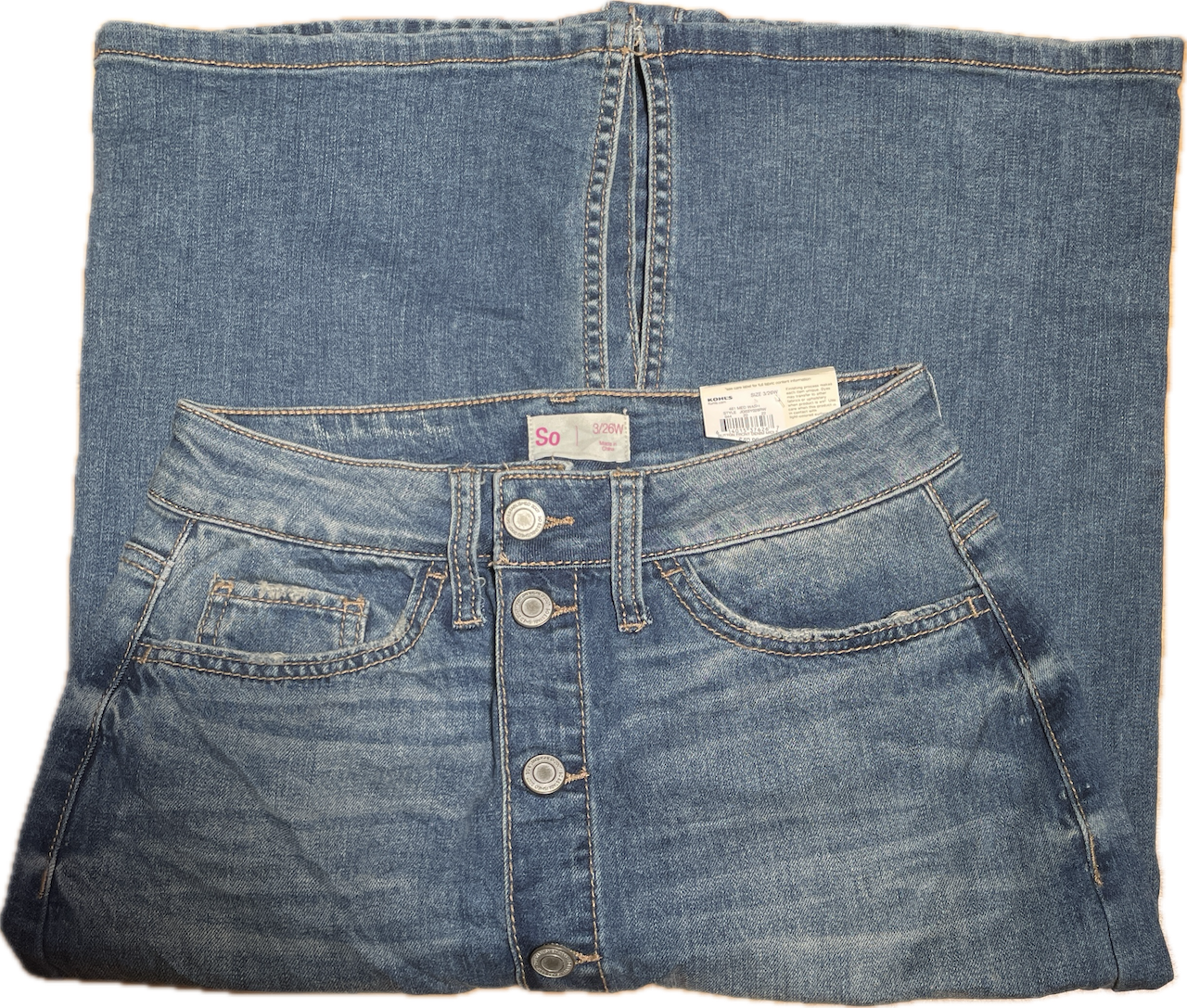 Falda Midi Denim buttoned Front SO (XS) NUEVO CON ETIQUETAS 3