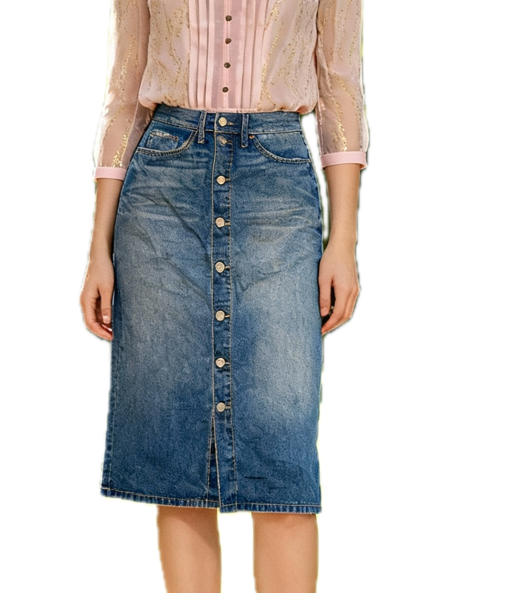 Falda Midi Denim buttoned Front SO (XS) NUEVO CON ETIQUETAS 1