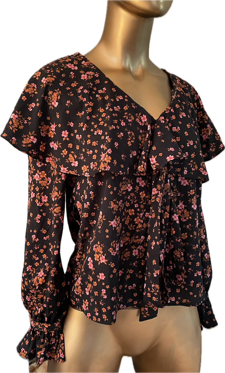 Blusa Cuello Vuelos Lazo Flores TOPSHOP (S) NUEVO CON ETIQUETAS 4