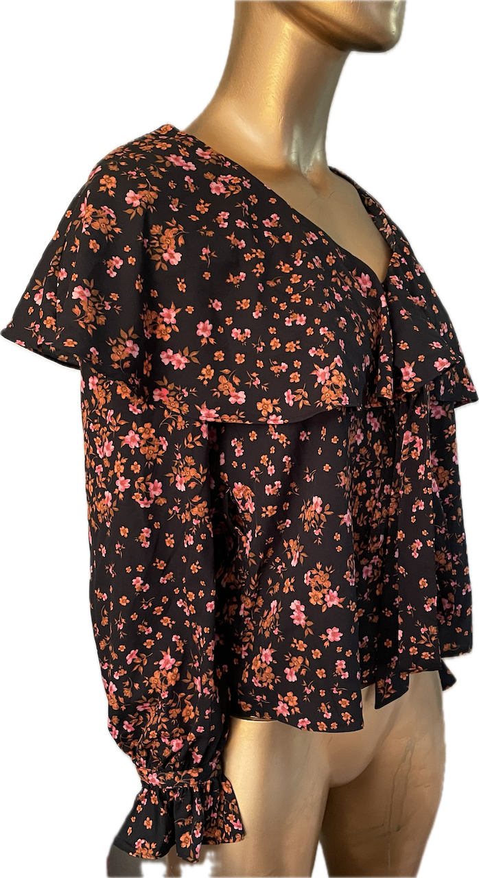 Blusa Cuello Vuelos Lazo Flores TOPSHOP (S) NUEVO CON ETIQUETAS 5