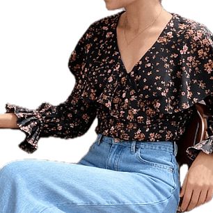 Blusa Cuello Vuelos Lazo Flores TOPSHOP (S) NUEVO CON ETIQUETAS