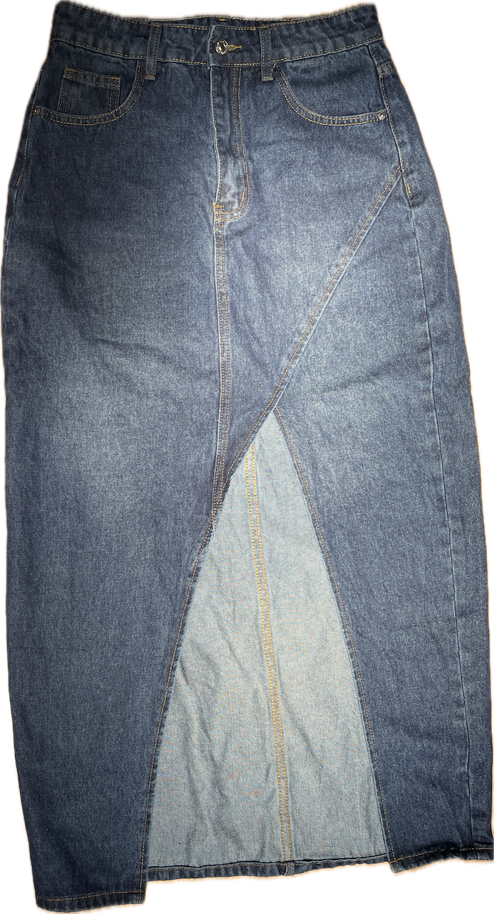 Falda Denim Maxi Frenchy Tajo Muslo (M) NUEVO 3