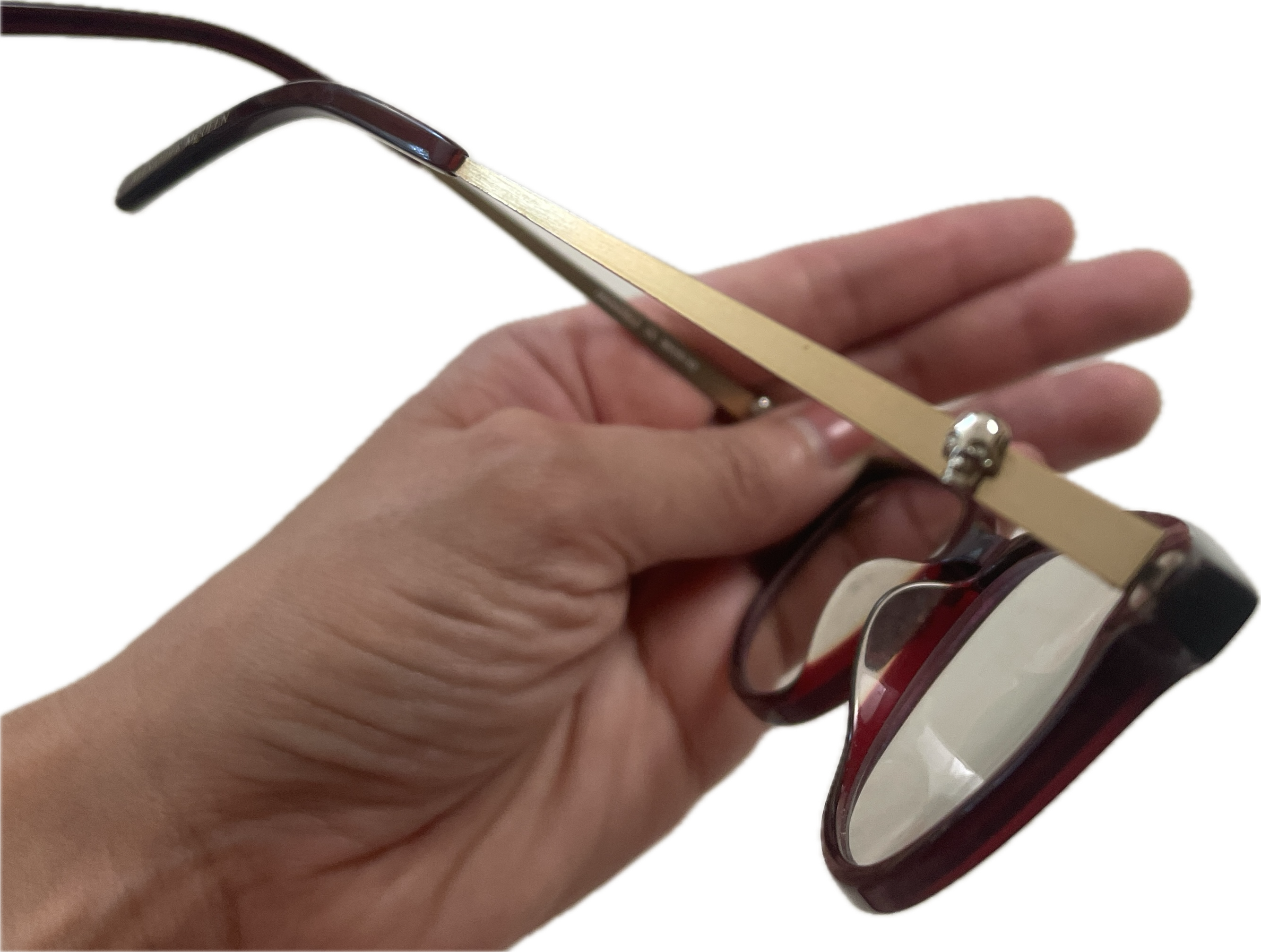 Marcos Ópticos Wine Red Gold Skulls ALEXANDER MCQUEEN COMO NUEVO 2