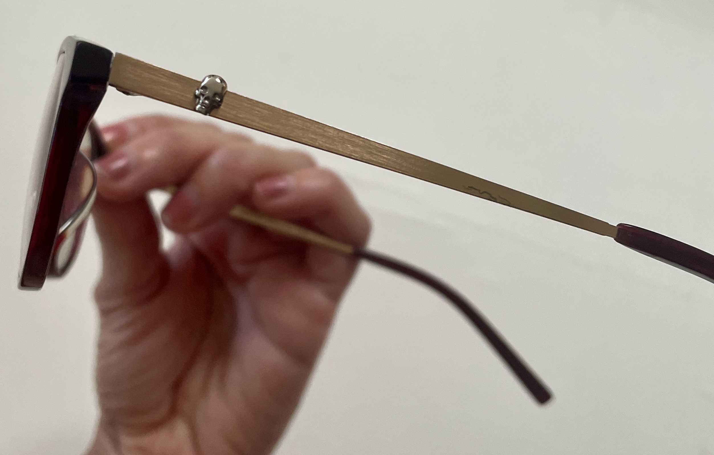 Marcos Ópticos Wine Red Gold Skulls ALEXANDER MCQUEEN COMO NUEVO 9