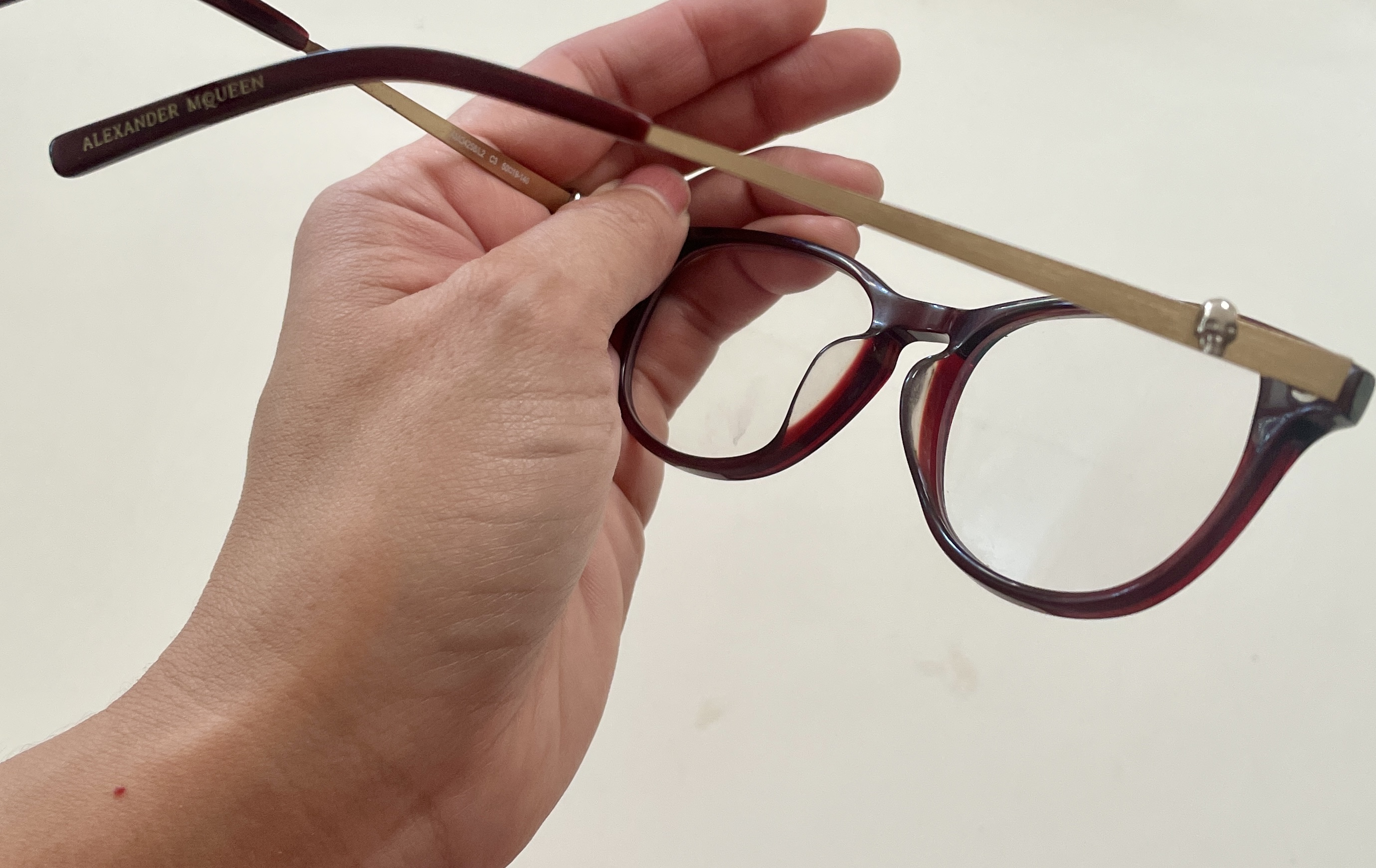 Marcos Ópticos Wine Red Gold Skulls ALEXANDER MCQUEEN COMO NUEVO 10