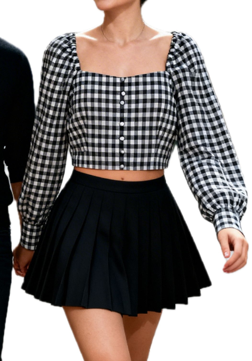 Blusa Romántica Cuadros Escote Cuadrado BAR III (XXL) NUEVO CON ETIQUETA 1