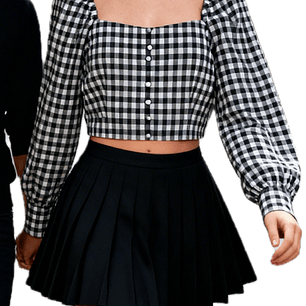 Blusa Romántica Cuadros Escote Cuadrado BAR III (XXL) NUEVO CON ETIQUETA