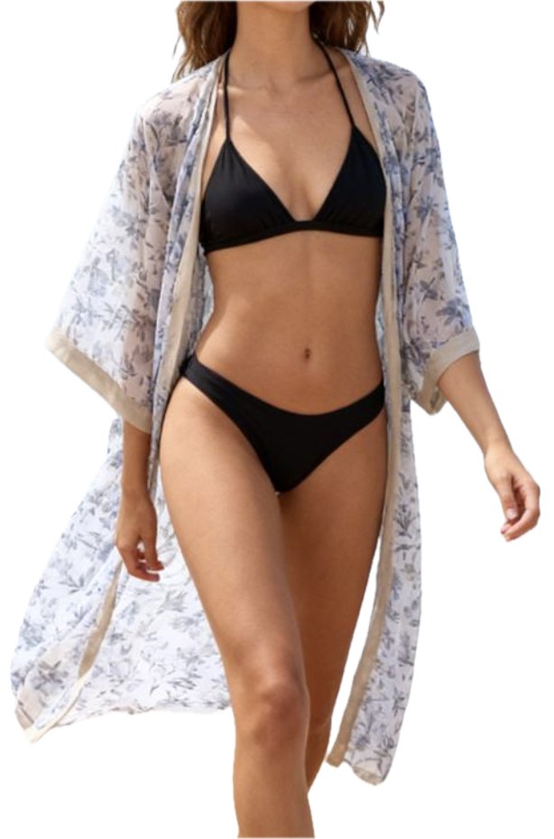 Kimono Sheer Floral Tapado Largo BCBGeneration (TU) NUEVO CON ETIQUETAS  1