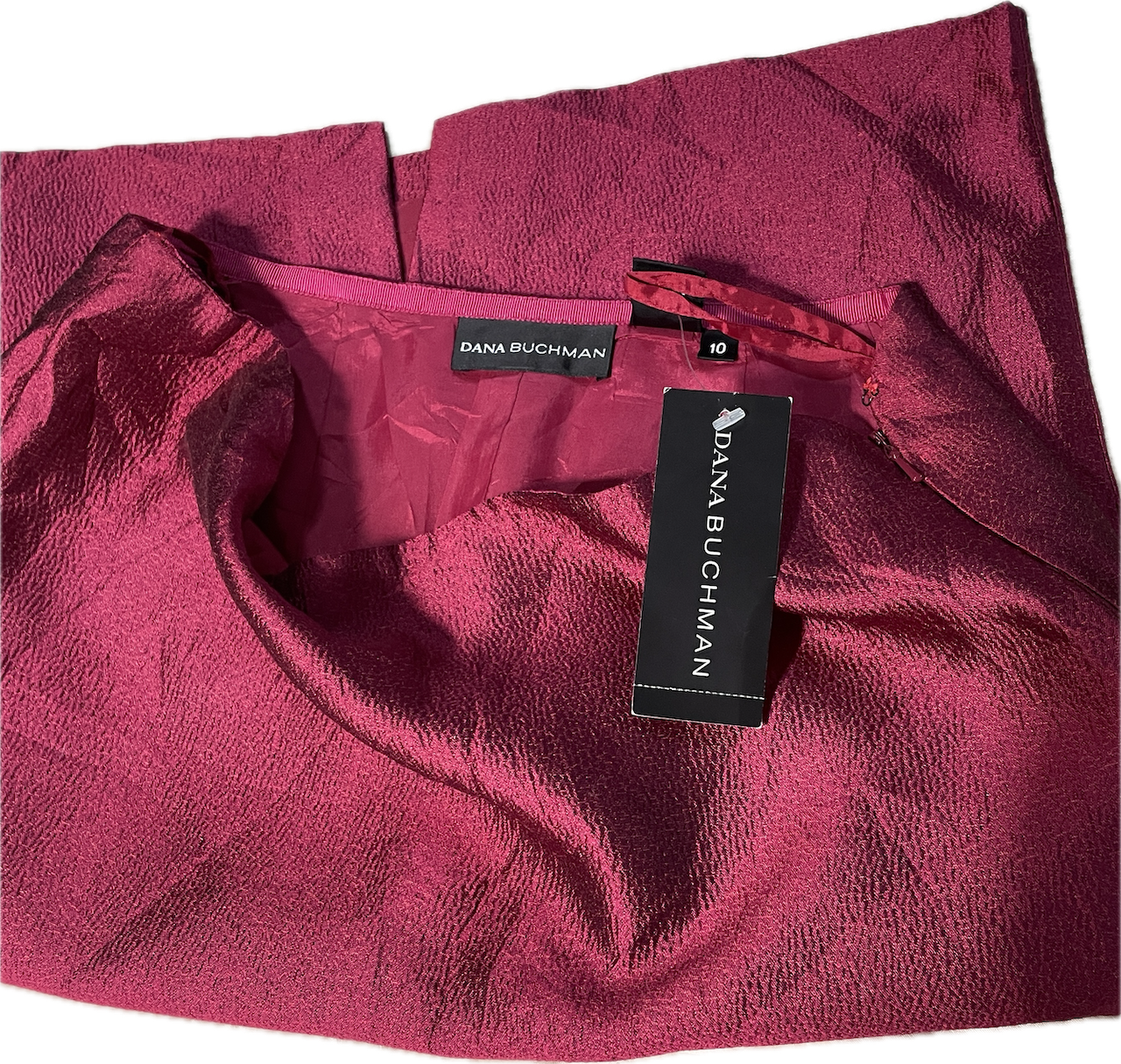 Falda A-line 100% Seda Dupioni DANA BUCHMAN (S) NUEVO CON ETIQUETAS  4