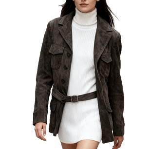 Chaqueta Cuero Gamuza Lazo ANN TAYLOR (XS)