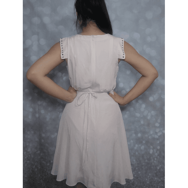 Vestido Chiffón Tachas Lazo Diseño FORNARINA (S) NUEVO