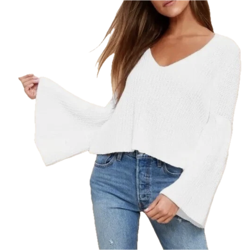 Suéter Damsel White Manga Acampanada FREE PEOPLE (XS-S) 2