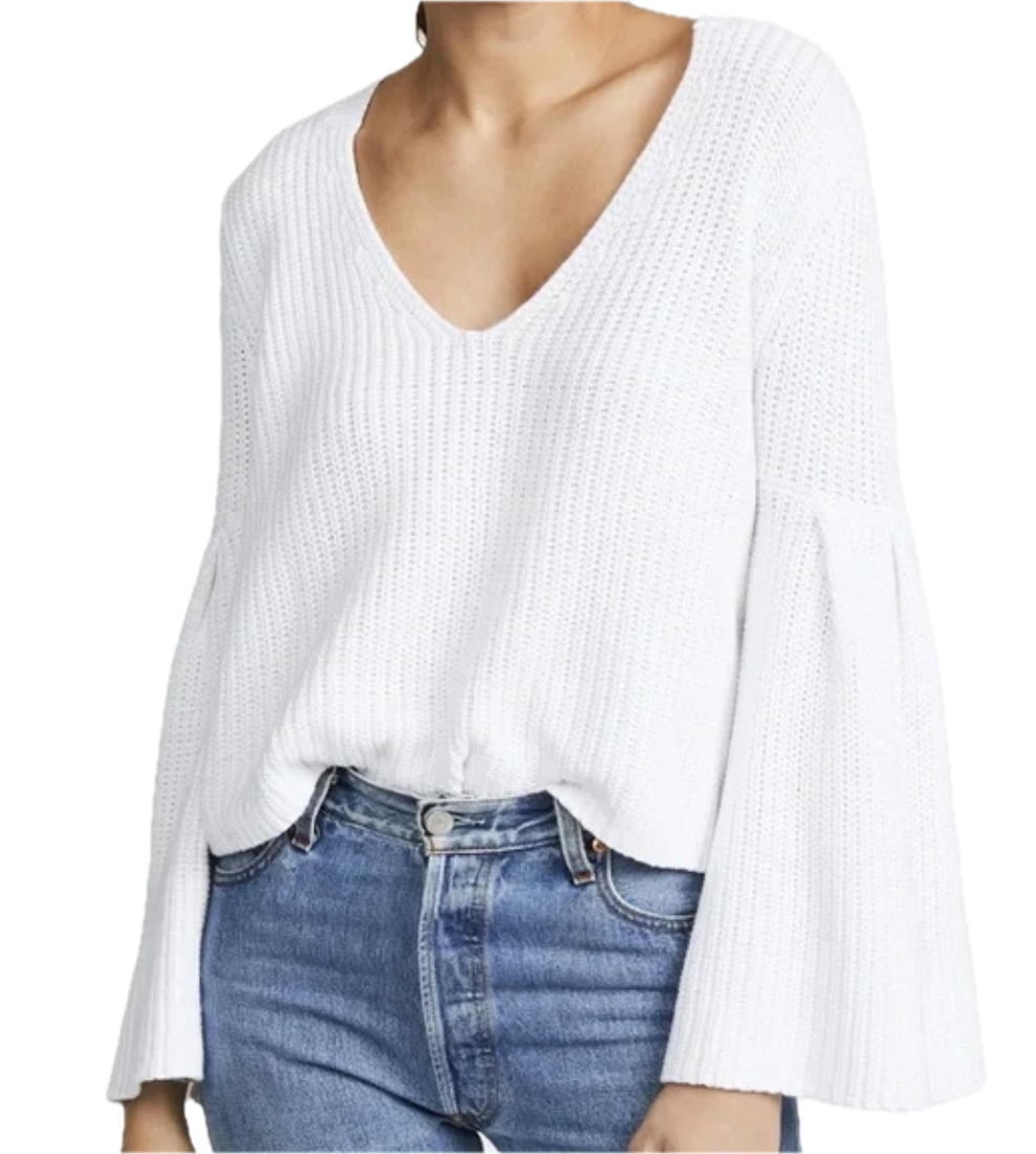 Suéter Damsel White Manga Acampanada FREE PEOPLE (XS-S) 1